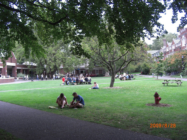Again on Campus, in front of the student union and dinning hall.