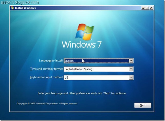 instalare Windows 7, cum instalezi windows 7 modul grafic, tutorial instalare windows 7