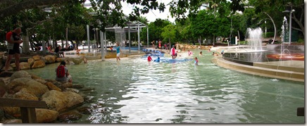 The lovely Brisbane lagoon on the banks of the river, offering a cleaner and safer alternative for swimming (click to enlarge)