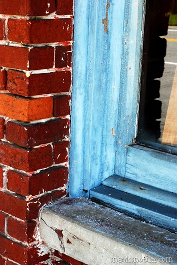 blue framed window