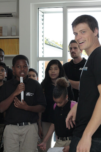 David tells middle schoolers about the living room and our Light Core.