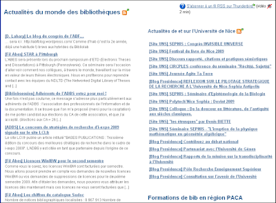 Copie d'écran - intégration d'un fil RSS sur Confluence