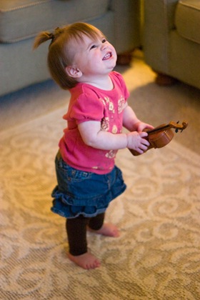 random - violin Tessa smiling at dad