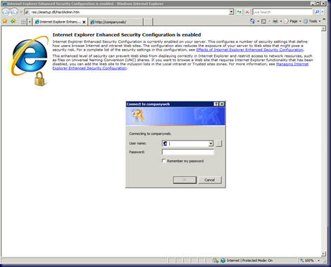 09-04-15 SBS 2008 - IE Update Breaks Companyweb on server - Companyweb