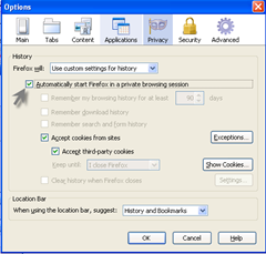  Automatically start Firefox in a Private Browsing session