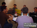 Prof. Reginaldo Tech (Humaniza Brasil), de costas, Failon da Pedágio (confecções), Celso Amaral e Arlindo (Centroflora) e Marlla da pmc&associados.