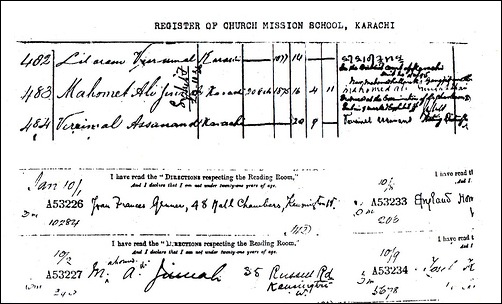 Mr Jinnah's name on the rolls of Church Mission School