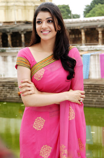 Pretty Kajal Agarwal in Cute Rose Saree