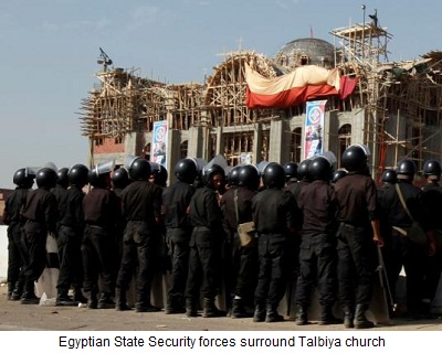 Egyptian Police surrounding Talbiya's church