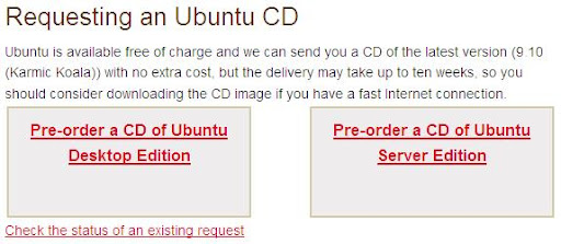 Pide tu CD de Ubuntu 9.10 Karmic Koala