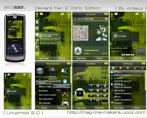 Deviant Fan 2 Citric Edition tema para celulares Motorola ROKR Z6