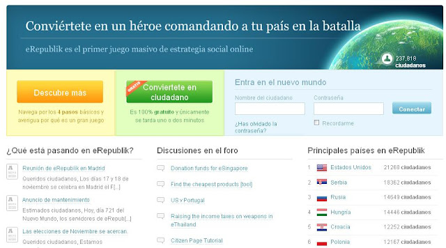 eRepublik: Juego de estrategia social online
