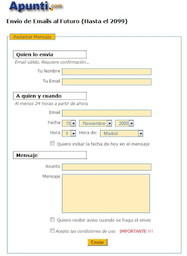 Enviar e-mail al futuro con Apunti