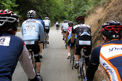 A view from the peloton approaching Redwood Gulch