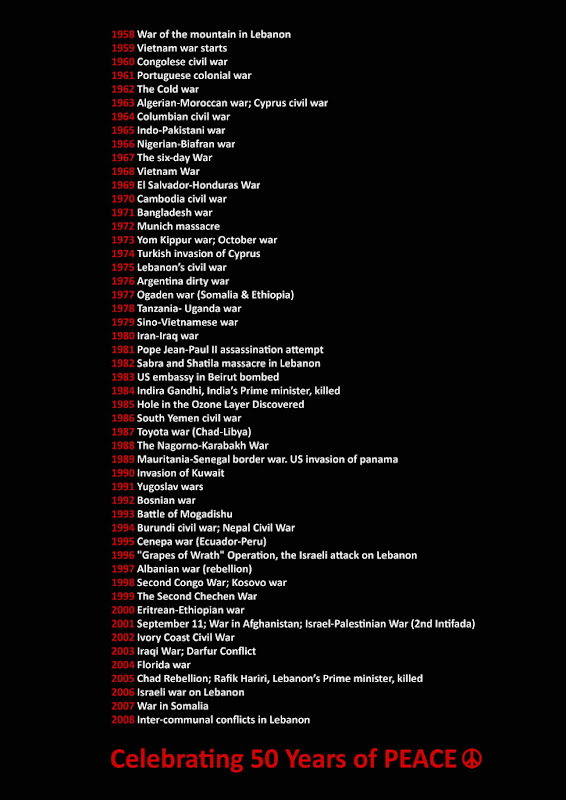 1958 - 2008 - Celebrating 50 years of peace.