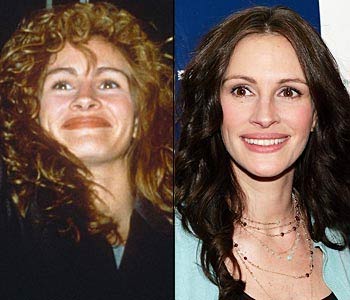 Julia Roberts. - Julia Roberts in 1990 and today.