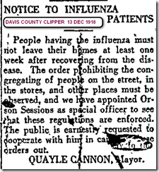 Flu Victims Not Leave Homes 13 Dec 1918 Davis County Clipper.jpg