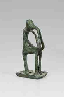 Figurine of person sitting, Eretria; Bronze, 750–700 BC