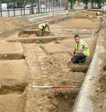 Escavations at the Roman Circus in Colchester.