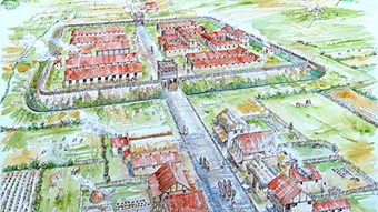 Artist's impression of Healam Bridge Roman fort Healam Bridge_Roman