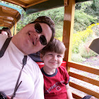 Jakob on the train with Auntie Tanya