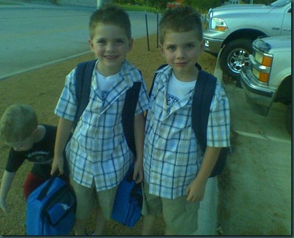 Twins' first day of school