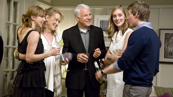 (L to R) Gabby (ZOE KAZAN), Jane (MERYL STREEP), Adam (STEVE MARTIN), Lauren (CAITLIN FITZGERALD) and Luke (HUNTER PARRISH) in the new film from writer/director/producer Nancy Meyers, ?It?s Complicated?, a comedy about love, divorce and everything in between.