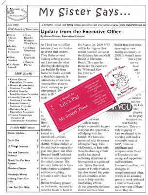 My Sisters Place Summer Soiree and Newsletter