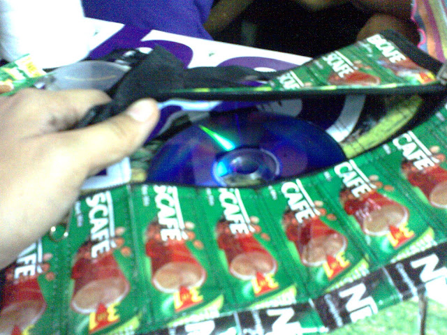 Nescafe Tote Bag, flat, inside with side CDs