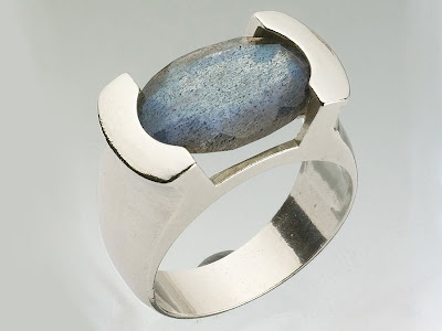 Oval Silver Ring with Various Crystal Stones 