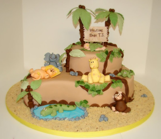 animals of rainforest baby shower. Jungle Baby Shower Cake 034.