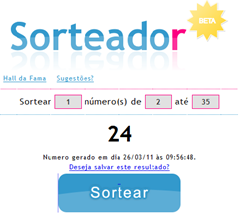 Número sorteado Número sorteado