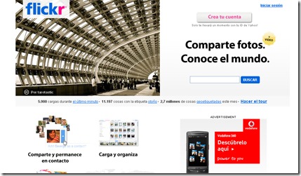 Aspecto de la web de flickr