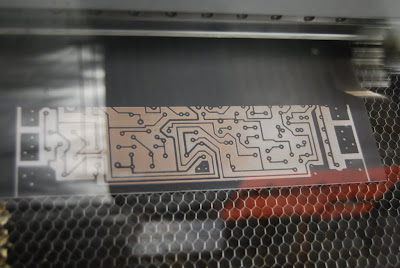 Laser Etcher about 50% through the Copper Clad