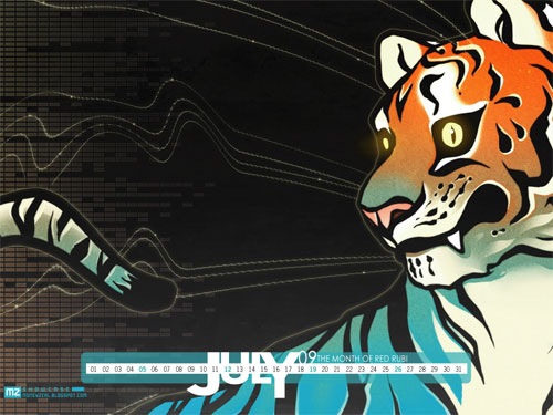 [Desktop Calendar Wallpaper _Illustrated Artwork _July_2009_ Tiger[5].jpg]