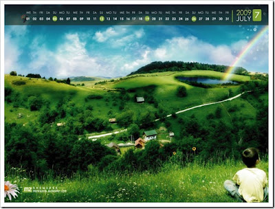 Green Valley Desktop Wallpaper Calendar July 2009