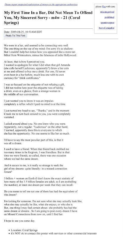 craigslist missed connection dream
