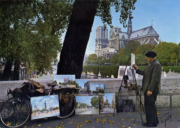Cartes Postales Pop et  Kitsch des années 50, 70 et 70 - Pop and kitsch vintage postcards from the fifties, the sixties and the seventies : Quais et peintres de Paris
