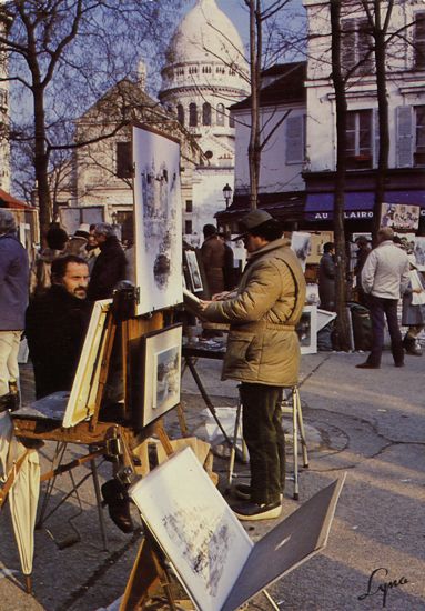 Cartes Postales Pop et  Kitsch des années 50, 70 et 70 - Pop and kitsch vintage postcards from the fifties, the sixties and the seventies : Quais et peintres de Paris