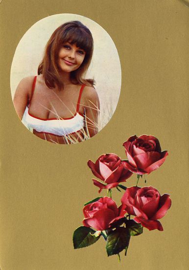 Cartes Postales Pop et  Kitsch des années 50, 70 et 70 - Pop and kitsch vintage postcards from the fifties, the sixties and the seventies : Amours en fleurs