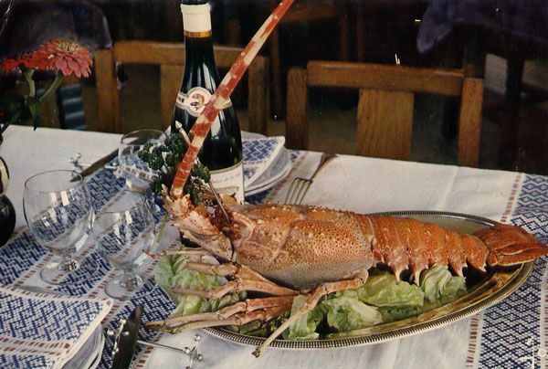Cartes Postales Pop et  Kitsch des années 50, 70 et 70 coquillages et crustacés / seafood platters
