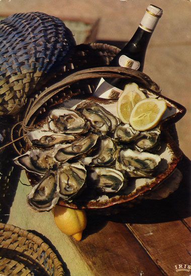 Cartes Postales Pop et  Kitsch des années 50, 70 et 70 coquillages et crustacés / seafood platters