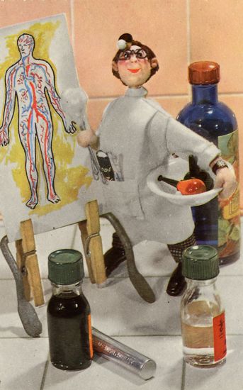 Cartes Postales Pop et  Kitsch des années 50, 70 et 70 - Pop and kitsch vintage postcards from the fifties, the sixties and the seventies : Mad doctors - Savants fous