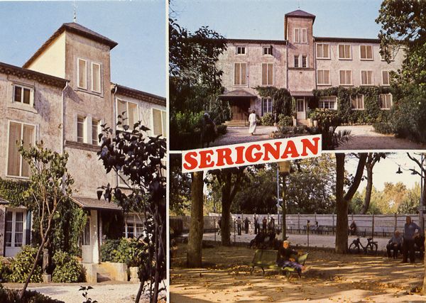 Cartes Postales Pop et  Kitsch des années 50, 70 et 70 - Pop and kitsch vintage postcards from the fifties, the sixties and the seventies : SERIGNAN (34) La Cigalière, la promenade du pont, le boulodrome Col. Mr Valette Tabac Presse