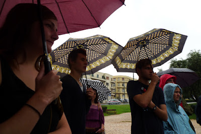 Walking tour. Amazing amount of rain but we persisted.