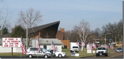 US flags and A1C Cuddeback remembrances