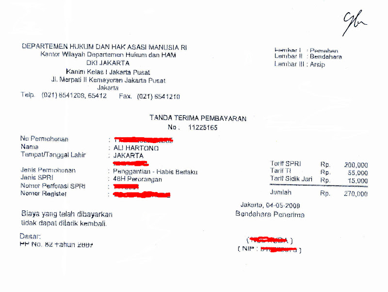 Tanda Terima Pembayaran Passport