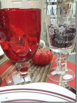 red bubble glass goblet