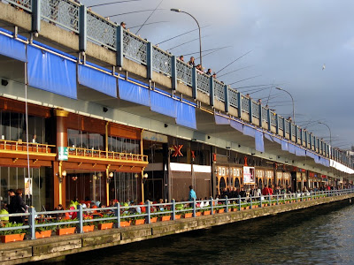 Fishing off a bridge in Istanbul