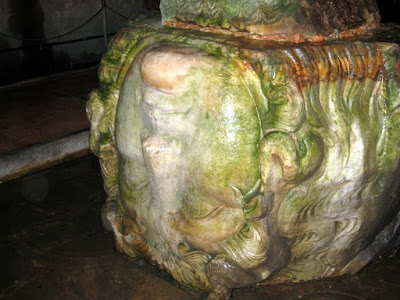 Medusa head in the Basilica Cistern in Istanbul
